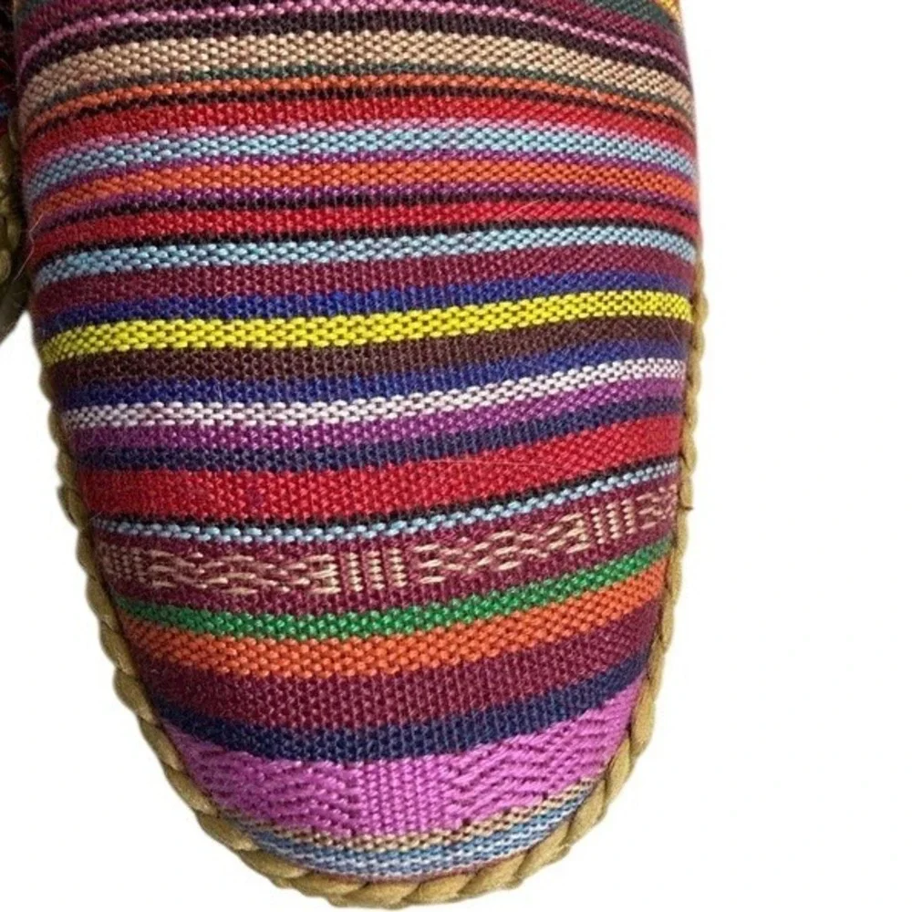Beacon Espadrilles Women's Bright Multi Color Fabric Striped Boho‎ Slip On 7SS
